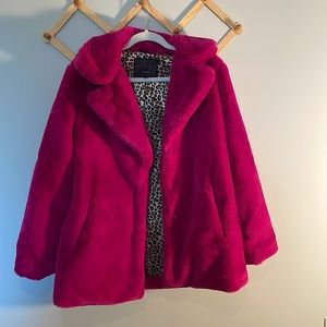 Chic, stylish bright pink Steve Madden fur coat!